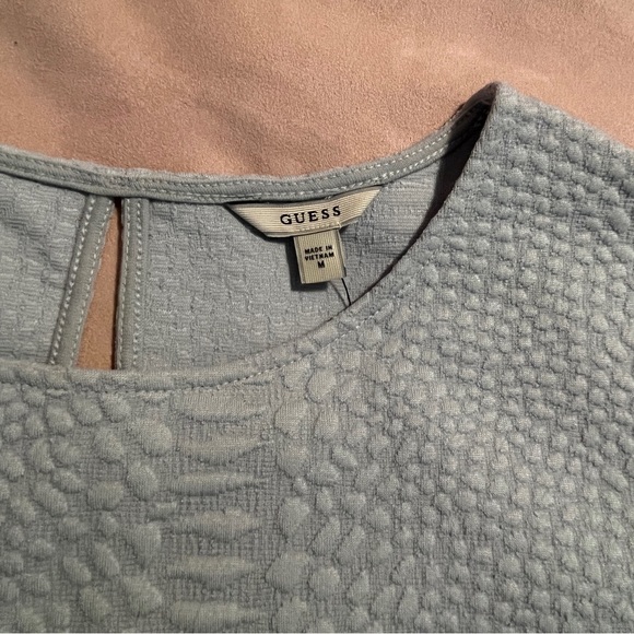 Women’s Guess embossed croc pattern cropped top in ice blue - Picture 5 of 8